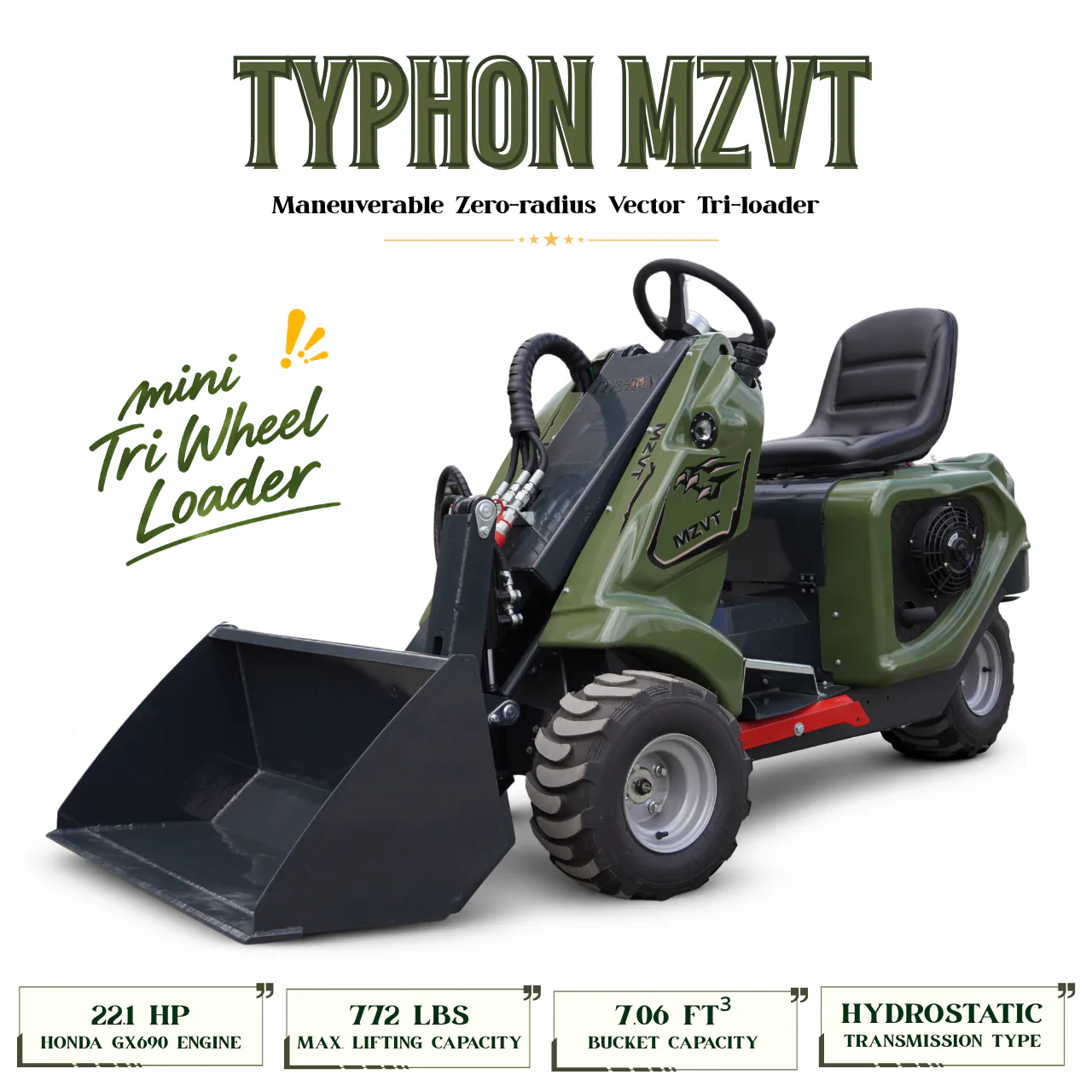 TYPHON MZVT operating in a compact residential landscaping corridor